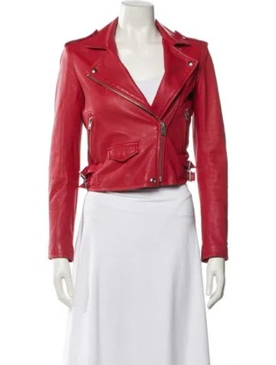 Pre-owned Iro Lamb Leather Biker Jacket In Red