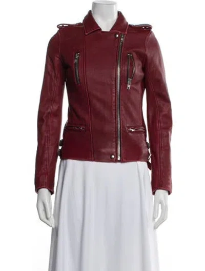 Pre-owned Iro Lamb Leather Biker Jacket In Red