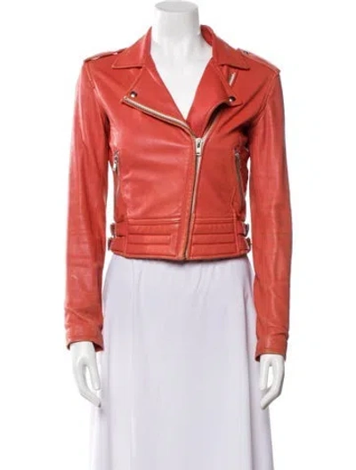 Pre-owned Iro Lamb Leather Biker Jacket In Red