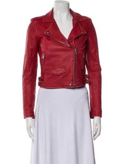 Pre-owned Iro Lamb Leather Biker Jacket In Red