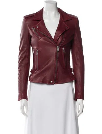 Pre-owned Iro Lamb Leather Biker Jacket In Red