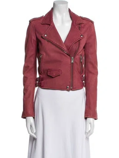 Pre-owned Iro Lamb Leather Biker Jacket In Red