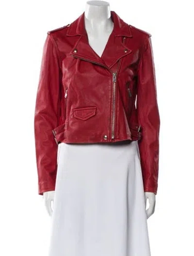 Pre-owned Iro Lamb Leather Biker Jacket In Red