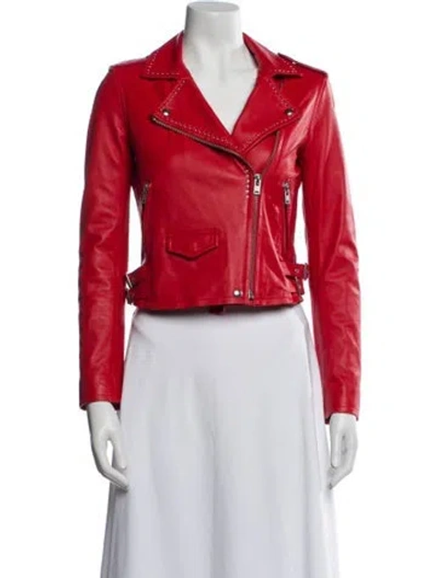 Pre-owned Iro Lamb Leather Biker Jacket In Red