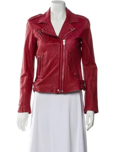 Pre-owned Iro Lamb Leather Biker Jacket In Red