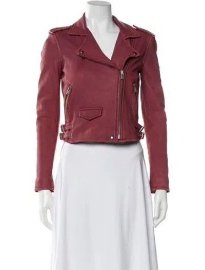 Pre-owned Iro Lamb Leather Biker Jacket In Red