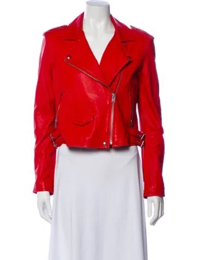 Pre-owned Iro Lamb Leather Biker Jacket In Red