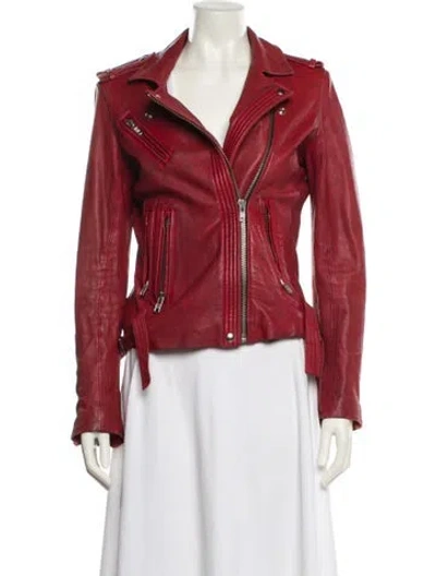 Pre-owned Iro Lamb Leather Biker Jacket In Red