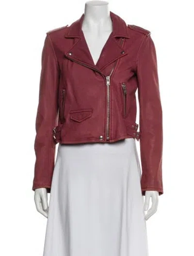 Pre-owned Iro Lamb Leather Biker Jacket In Red