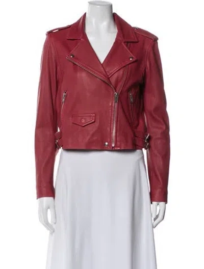 Pre-owned Iro Lamb Leather Biker Jacket In Red