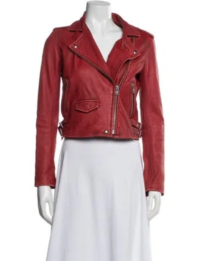 Pre-owned Iro Lamb Leather Biker Jacket In Red