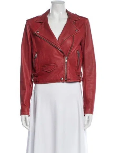 Pre-owned Iro Lamb Leather Biker Jacket In Red