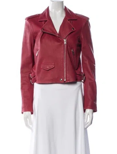 Pre-owned Iro Lamb Leather Biker Jacket In Red