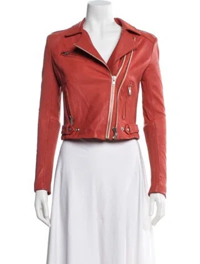 Pre-owned Iro Lamb Leather Biker Jacket In Red