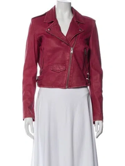 Pre-owned Iro Lamb Leather Biker Jacket In Red