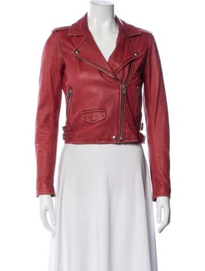Pre-owned Iro Lamb Leather Biker Jacket In Red