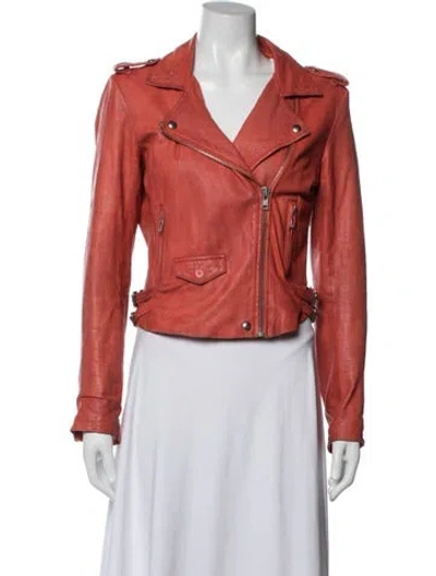 Pre-owned Iro Lamb Leather Biker Jacket In Red