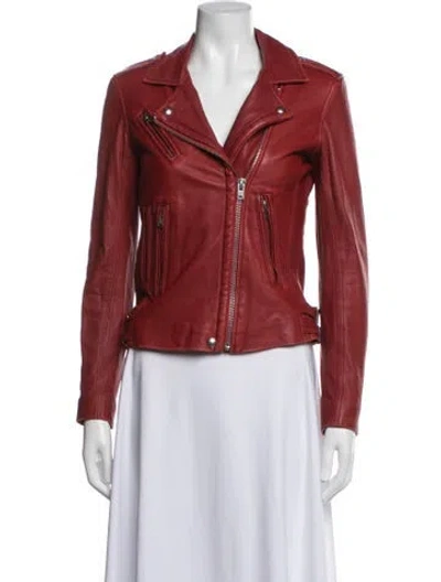 Pre-owned Iro Lamb Leather Biker Jacket In Red