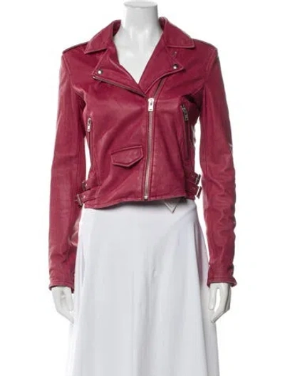 Pre-owned Iro Lamb Leather Biker Jacket In Red