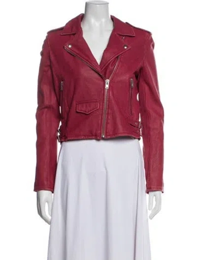 Pre-owned Iro Lamb Leather Biker Jacket In Red