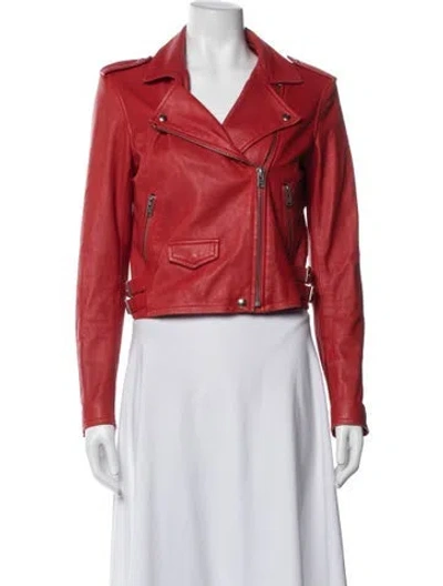 Pre-owned Iro Lamb Leather Biker Jacket In Red