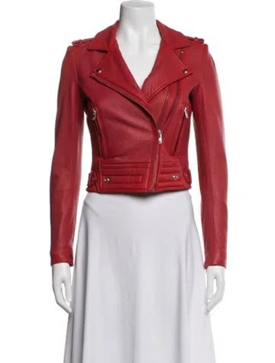 Pre-owned Iro Lamb Leather Biker Jacket In Red