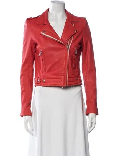 Pre-owned Iro Lamb Leather Biker Jacket In Red