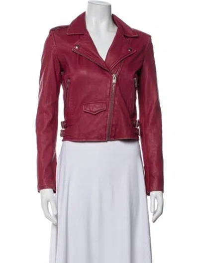 Pre-owned Iro Lamb Leather Biker Jacket In Red