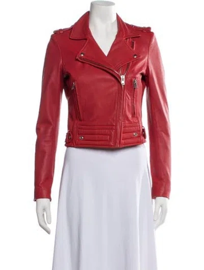Pre-owned Iro Lamb Leather Biker Jacket In Red