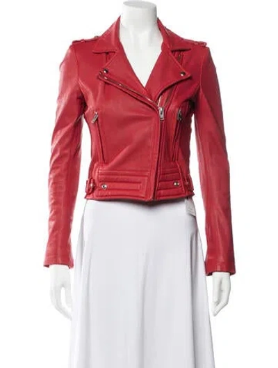 Pre-owned Iro Lamb Leather Biker Jacket In Red