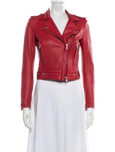 Pre-owned Iro Lamb Leather Biker Jacket In Red