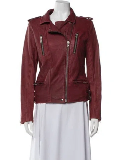 Pre-owned Iro Lamb Leather Biker Jacket In Red