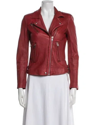 Pre-owned Iro Lamb Leather Biker Jacket In Red