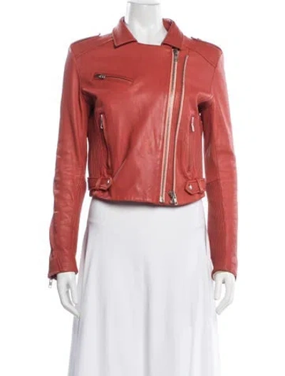 Pre-owned Iro Lamb Leather Biker Jacket In Red
