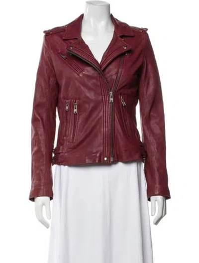 Pre-owned Iro Lamb Leather Biker Jacket In Red