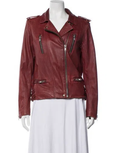 Pre-owned Iro Lamb Leather Biker Jacket In Red