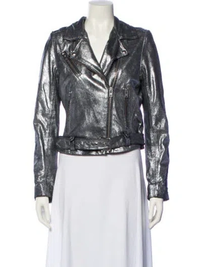 Pre-owned Iro Lamb Leather Biker Jacket In Silver