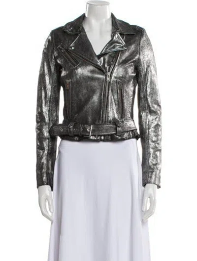 Pre-owned Iro Lamb Leather Biker Jacket In Silver