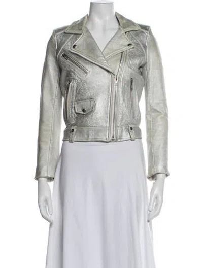 Pre-owned Iro Lamb Leather Biker Jacket In Silver