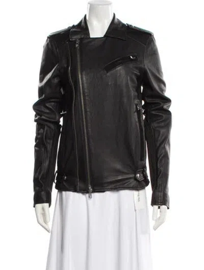 Pre-owned Iro Lamb Leather Biker Jacket W/ Tags In Black
