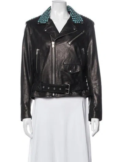 Pre-owned Iro Lamb Leather Biker Jacket W/ Tags In Brown