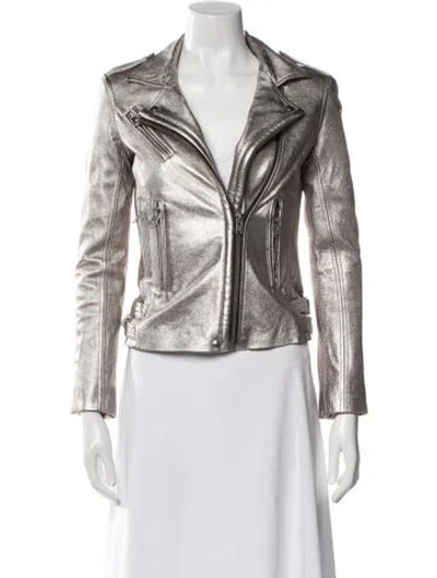 Pre-owned Iro Lamb Leather Biker Jacket W/ Tags In Neutral