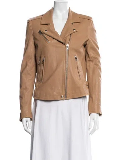 Pre-owned Iro Lamb Leather Biker Jacket W/ Tags In Neutrals