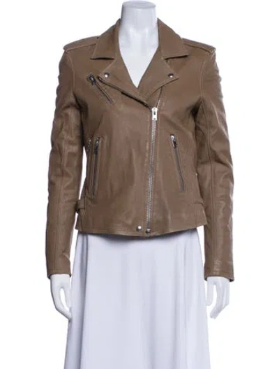 Pre-owned Iro Lamb Leather Biker Jacket W/ Tags In Neutrals