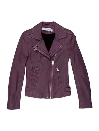 Pre-owned Iro Lamb Leather Biker Jacket W/ Tags In Purple