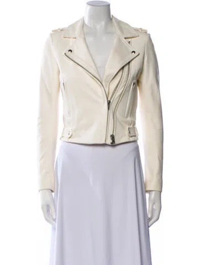 Pre-owned Iro Lamb Leather Biker Jacket In White