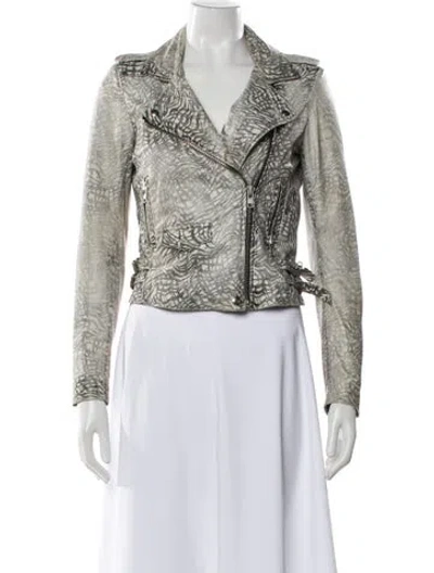 Pre-owned Iro Lamb Leather Biker Jacket In White