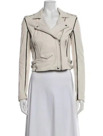 Pre-owned Iro Lamb Leather Biker Jacket In White