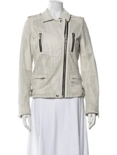 Pre-owned Iro Lamb Leather Biker Jacket In White