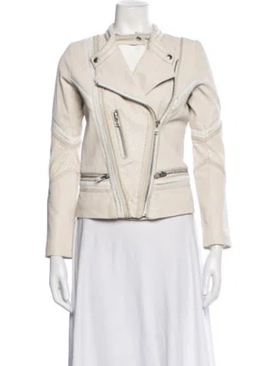 Pre-owned Iro Lamb Leather Biker Jacket In White